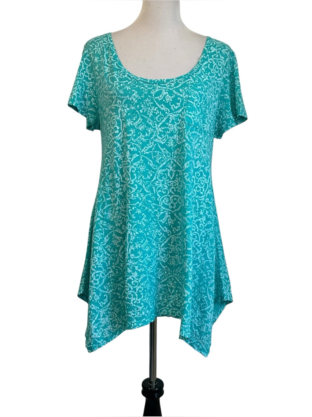Women’s Turquoise Scoop Neck Short Sleeve Tunic Top